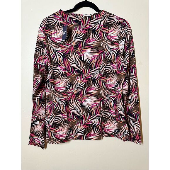 Lands End Baltic Pink and Brown Multi Palm Rash Guard Size Medium - Picture 4 of 4